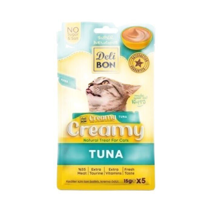 Delibon Creamy Ton Balıklı Sıvı Kedi Ödül Maması 5x15 Gr