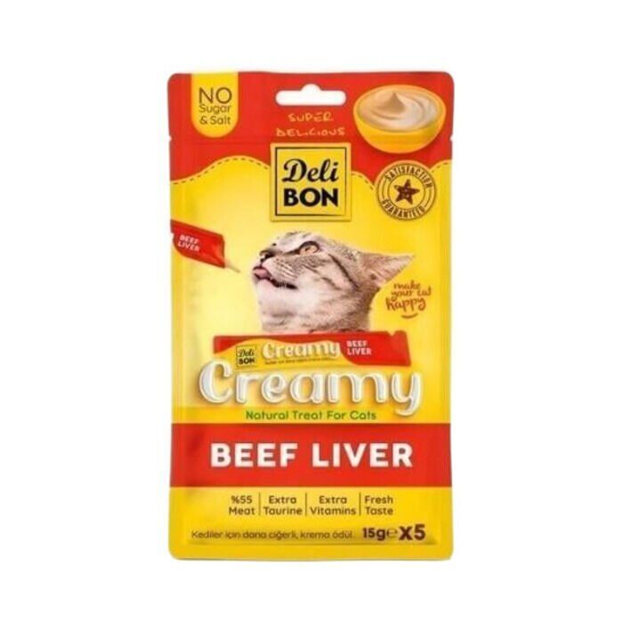 Creamy Dana Ciğerli Sıvı Kedi Ödül Maması 5x15 Gr
