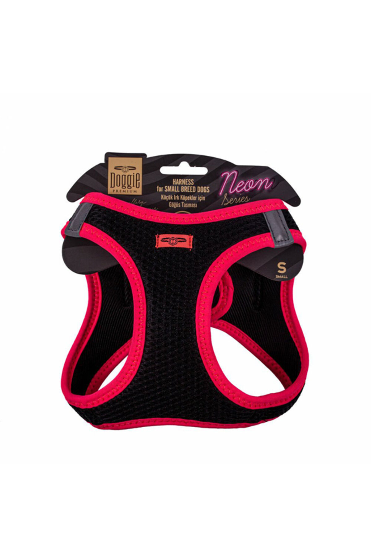 Havalı Dokuma Neon Küçük Irk Köpek Göğüs Tasması Small Pembe 32-38 Cm