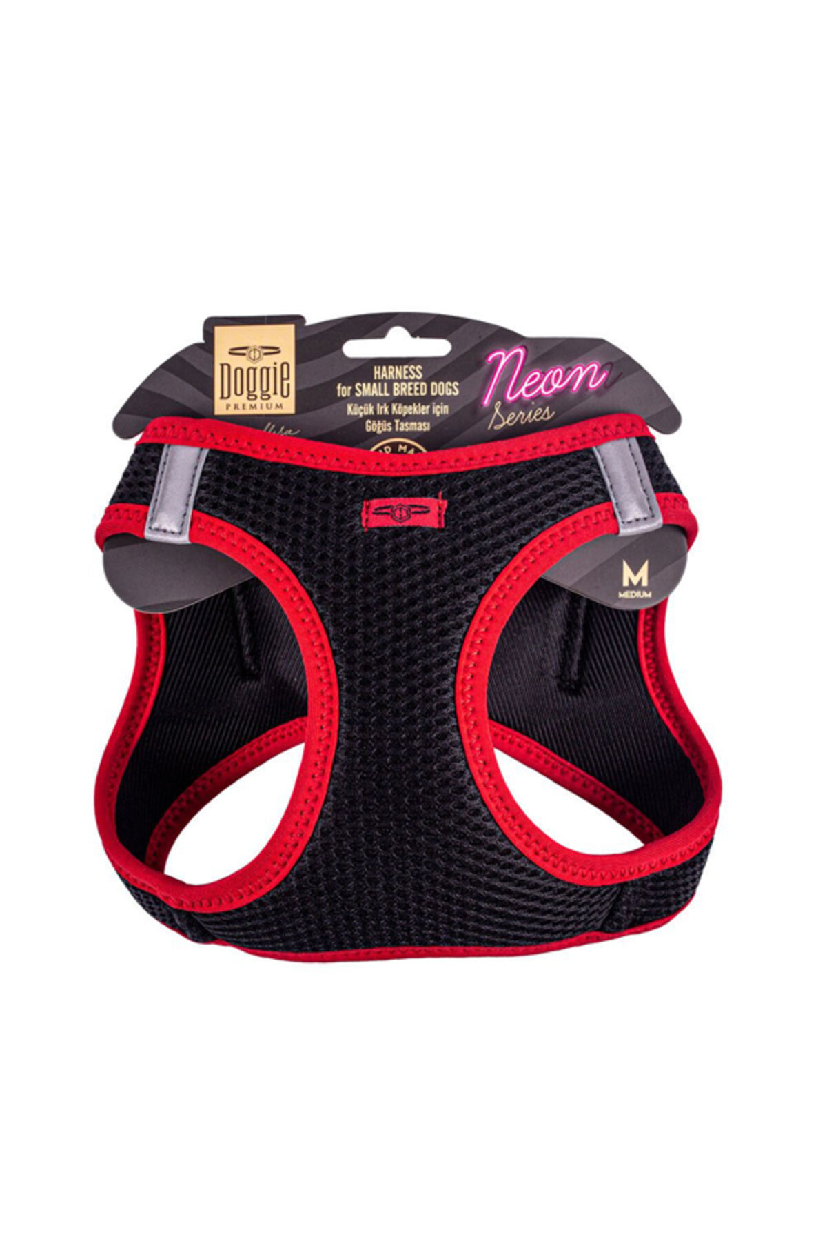 Havalı Dokuma Reflektör Küçük Irk Köpek Göğüs Tasması TR-Xsmall-Pembe-30-34 Cm