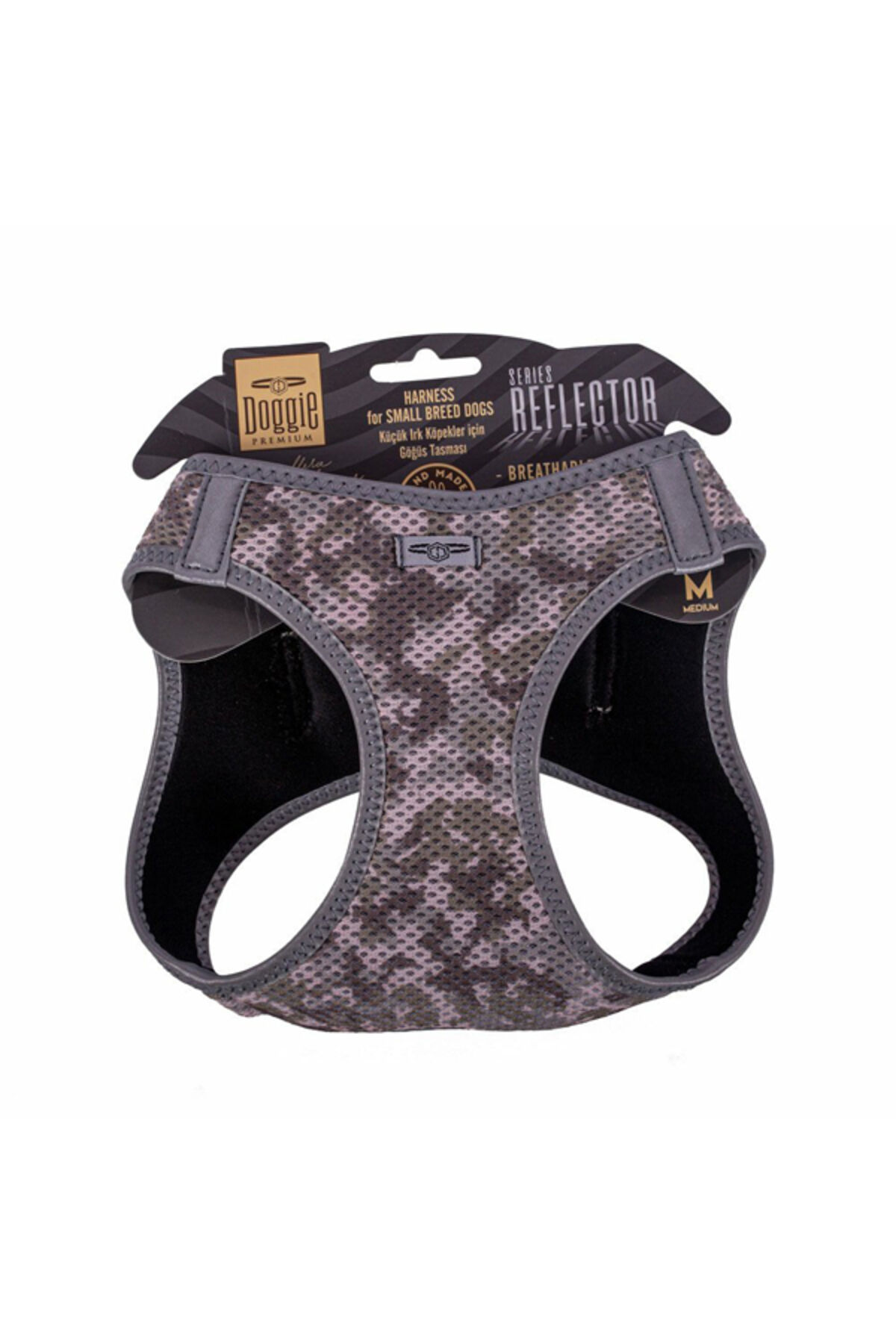 Havalı Dokuma Reflektör Küçük Irk Köpek Göğüs Tasması TR-Small-Kamuflaj-32-38 Cm