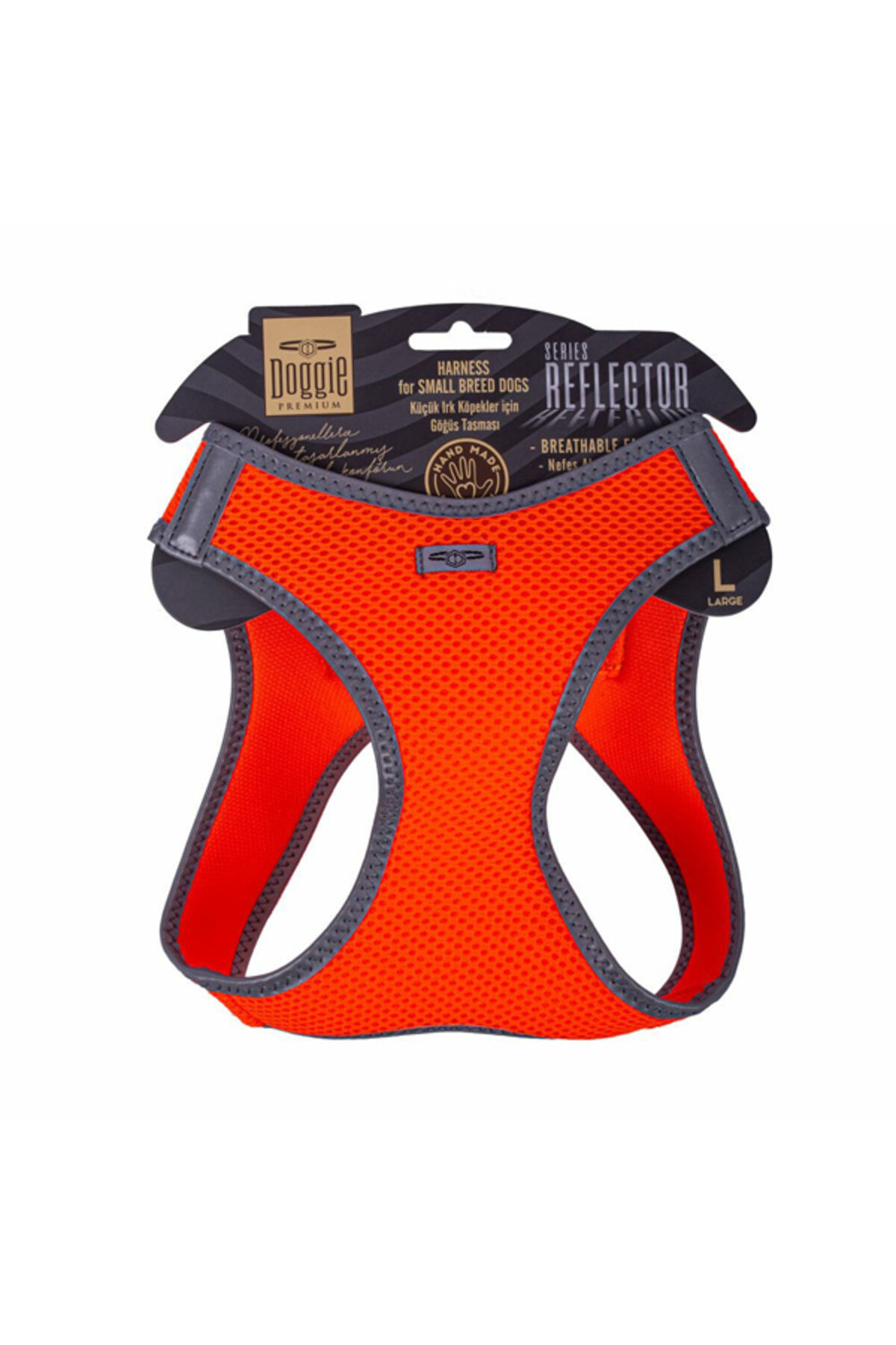Havalı Dokuma Reflektör Küçük Irk Köpek Göğüs Tasması Small Kırmızı 32-38 Cm