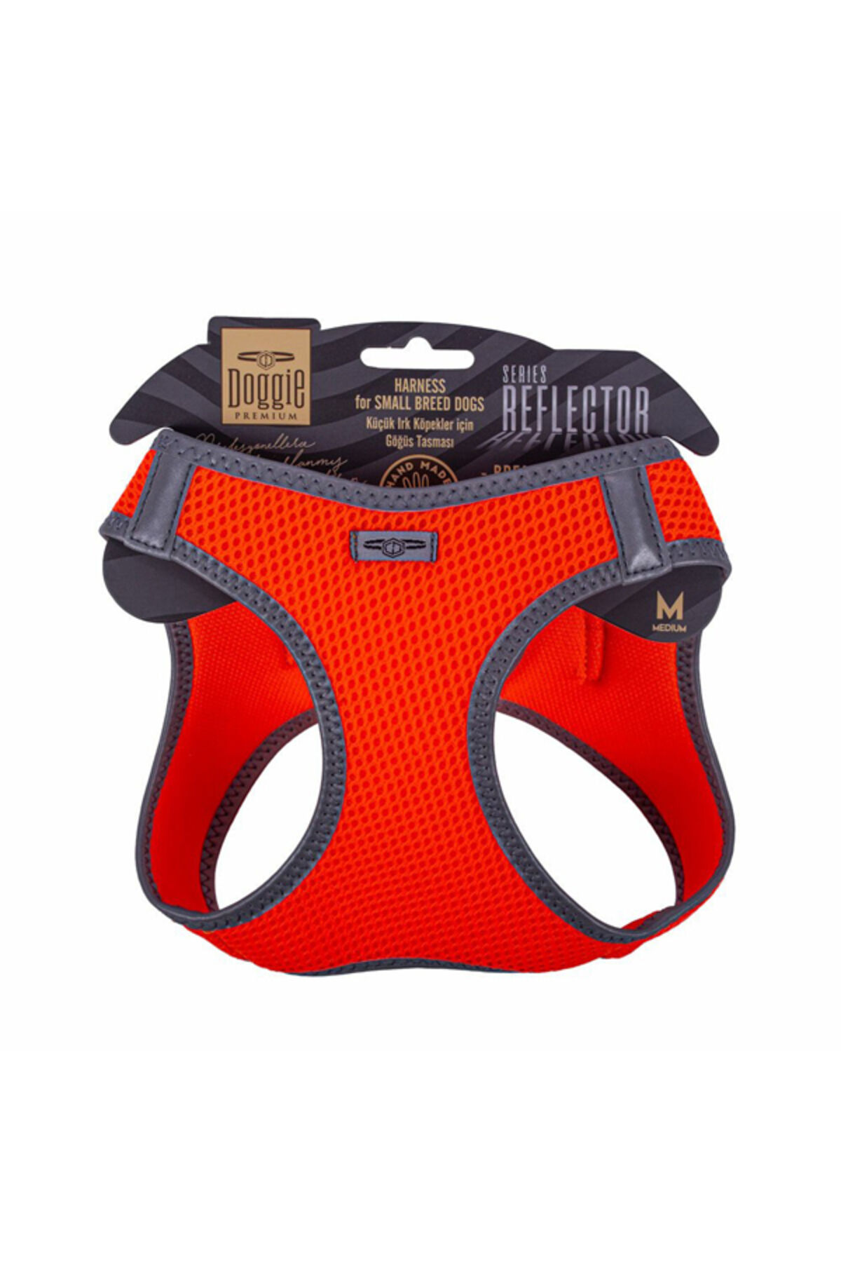 Havalı Dokuma Reflektör Küçük Irk Köpek Göğüs Tasması TR-Large-Siyah-42-48 Cm