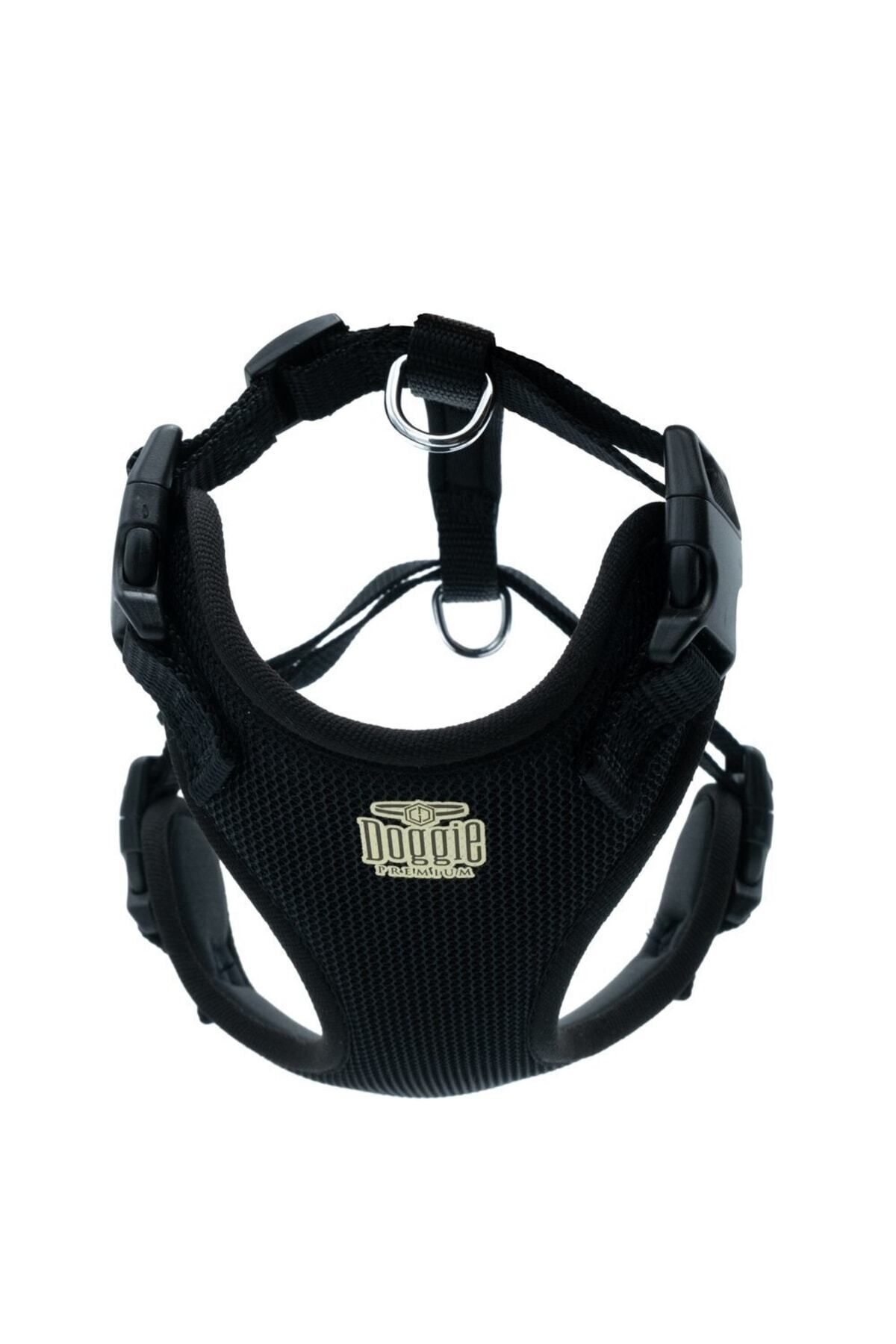 Havalı Dokumadan El Yapımı Köpek Göğüs Tasması L-2 x 55-65 cm Siyah