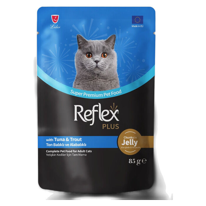 Jöle İçinde Et Parçacıklı Ton Balıklı Ve Alabalıklı Yetişkin Kedi Maması 85 Gr