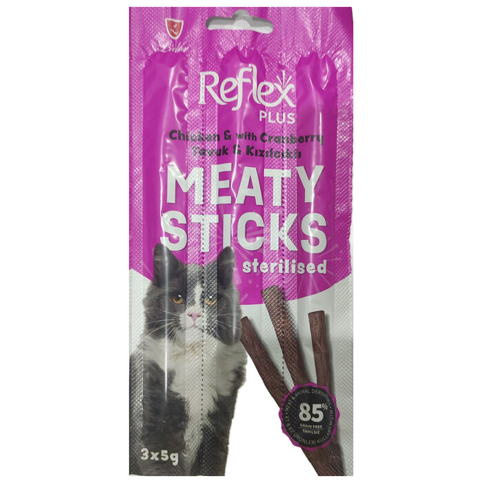 Kısırlaştırılmış Yetişkin Kediler İçin Tavuklu Ve Kızılcıklı Çubuk Ödülü 3x5 Gr